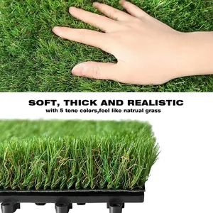 Hot Sales Interlocking PVC <b>Artificial</b> <b>Grass</b> Tile Modern Design Waterproof DIY Click Installation Mats for Outdoor Use - Product Image 3