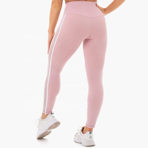 Leggings pour femmes à taille haute élastique, logo personnalisé OEM, couleur unie, séchage rapide, respirant, tricoté, vêtements de sport, prix abordable - Product Image 4