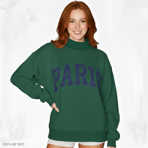 เสื้อสเวตเชิ้ตโอเวอร์ไซส์ทรงหลวมสำหรับผู้หญิง แขนยาว คอเต่า ผ้าโพลีเอสเตอร์/คอตตอน ตกแต่งด้านหน้าได้ สไตล์สตรีทแวร์ เหมาะสำหรับฤดูใบไม้ร่วง - Product Image 2