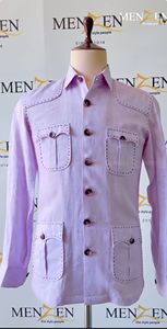 Camisa de Caza de Lino Texturizado para Hombre, Camisa Casual 100% Lino, Teñido Liso, Ecológica, Transpirable y Cómoda para Verano - Product Image 6