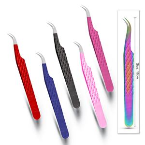 Meilleure qualité en acier inoxydable extension de cils pince à épiler poignée serrée pointe de fibre durable en gros marque privée acceptée - Product Image 5