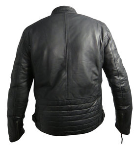 Chaqueta de motociclista de invierno para hombre, de cuero genuino negro, impermeable, ecológica, con hombros acolchados, cremallera de alta calidad, unisex. - Product Image 2