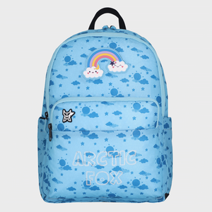 Sac d'école Arctic Fox Sky bleu aqua, durable, résistant à l'eau, en polyester Oxford, avec bretelles rétractables détachables - Product Image 1