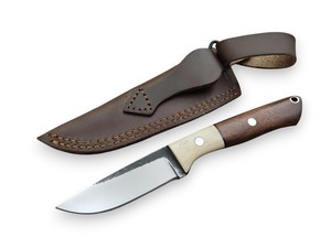 Handmade High Carbon Steel Bushcraft <b>Knife</b> with Rosewood & <b>Bone</b> <b>Handle</b> & Leather Sheath Wholesale OEM Fixed Blade Knfe - Product Image 4