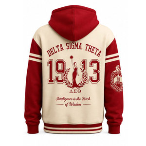 Sweat-shirt à capuche Delta Sigma Theta, lettres grecques rouges, sweat-shirt de sororité unisexe, pull en molleton décontracté, logo 1913 imprimé sur le devant - Product Image 3