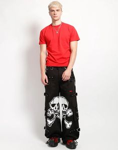 กางเกงทรงหลวมสไตล์โกธิคพิมพ์ลายหัวกะโหลกขนาดใหญ่ - Product Image 4
