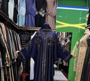 2026Best Selling Kaftan Abaya Handmade Turkish Floor Length Long Sleeve V Neck Polyester Regular Fit Casual Evening Party Flared - Product Image 1