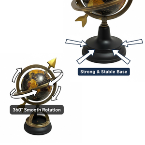 Globe terrestre en métal de 40 cm avec carte colorée et base noire |   Globe terrestre éducatif classique pour la maison, le bureau, la décoration de la salle d'étude - Product Image 3