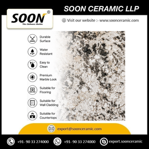 Grande dalle de marbre Calcite Poli ALPINE WHITE-2 écologique avec veines vertes noires, design 3D, pour mur de salon moderne - Product Image 5