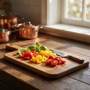 Tabla de cortar de madera de acacia natural directa de fábrica con asa, tabla de cortar rectangular grande de madera para cocinar en la cocina. - Product Image 3