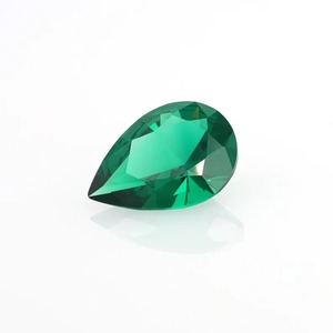 Pierre précieuse verte émeraude de laboratoire, taille poire, minérale naturelle, pour la fabrication de bijoux - Product Image 2