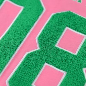 เสื้อเจอร์ซีย์คอวีสีชมพูขาวทรงโอเวอร์ไซส์สำหรับผู้หญิง สไตล์เสื้อฟุตบอล แขนสั้นลำลอง แฟชั่นเสื้อผ้ากีฬา ทรงหลวม - Product Image 6