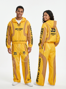 Conjunto Deportivo Urbano con Chaqueta con Capucha y Cremallera y Pantalones Cómodos, Ropa Deportiva Informal para Gimnasio y Fitness, Traje Deportivo de Nailon Resistente al Viento - Product Image 5