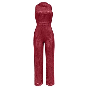 Mono de Fiesta para Mujer, con Lentejuelas, Sin Mangas, Cintura Alta, Largo, Cómodo, Ajustado, Diseño Único - Product Image 2