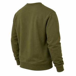 Sweat-shirt en maille à col rond pour homme, coupe classique, couleur unie vert olive, 400 GSM, vêtements d'hiver décontractés pour homme - Product Image 3