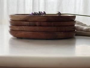 Bandeja Redonda de Madera Natural, Plato Decorativo Circular para Servir, para Restaurante, Hogar, Hotel, Boda - Product Image 5