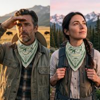 Pañuelo Occidental Personalizado de Algodón con Diseño de Búfalo |   Pañuelo Cuadrado Vintage Inspirado en la Naturaleza |   Pañuelo para la Cabeza con Estampado de Sublimación, Transpirable, Estilo Vaquero