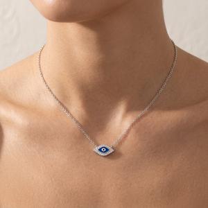 Collier ras du cou tibétain en argent avec chaîne papillon et œil porte-bonheur, zircone cubique, style japonais et coréen, bijoux pour femme, cadeau d'anniversaire - Product Image 3