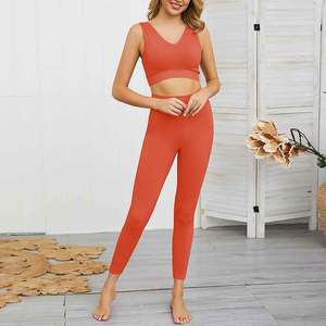 Conjunto de Yoga para Mujer de Primera Calidad, Último Diseño, Cintura Elástica Delantera, Transpirable, Ligero, Personalizado, Conjunto de 2 Piezas, Venta al Por Mayor - Product Image 3