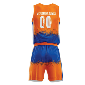 Uniforme de basket-ball personnalisé par sublimation, tissu en maille 100% coton, respirant, séchage rapide, manches courtes, unisexe, adulte, impression numérique - Product Image 4