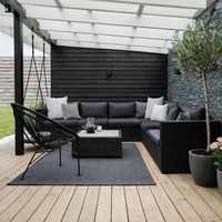 Ensemble de canapés d'extérieur en bois écologique et durable, design côtier moderne avec structure en aluminium, imperméable, fait main, luxe, décoration au sol