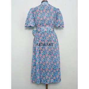 Vestido Moderno Casual de Manga Corta para Fiesta, Estilo Dulce y Elegante para Mujer, Estampado a Mano, de Algodón, Tipo Canguro, Cómodo y Corto - Product Image 6