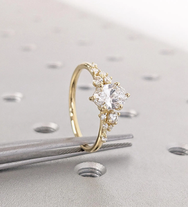 Anillo de Diamante Ovalado Sintético Cultivado en Laboratorio, Estilo Étnico, Chapado en Oro de 18K, Certificado IGI, para Compromiso o Aniversario, para Mujer - Product Image 4