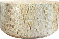 Table basse artisanale unique en nacre, incrustation de coquillages faite à la main, durable, moderne, élégante, meuble de déclaration personnalisable pour la maison