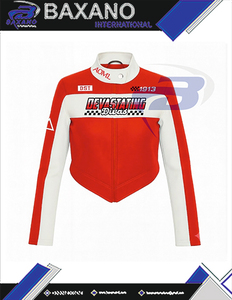 Delta | Sigma | Theta Sorority Devastating Divas PU Leather Women's <b>Racer</b> <b>Jacket</b> Cropped Slim Fit Silhouette Motorbike Racing - Product Image 4