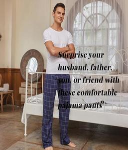 High Quality Elastic Waist Drawstring Casual Wear Classic Fit <b>Lightweight</b> Straight Check Printed <b>Trouser</b> <b>Men</b> - Product Image 4