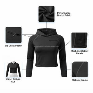 Sudadera Corta con Capucha para Mujer, Top Corto Informal, Sudadera con Capucha de Moda Urbana, Logotipo Personalizado, OEM, Venta al por Mayor de Fábrica - Product Image 5