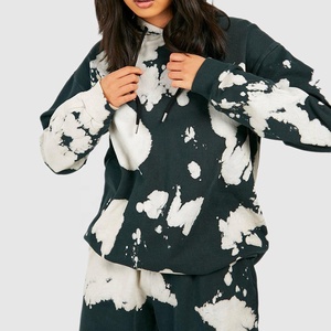 Women's <b>Oversized</b> <b>Hoodie</b> With <b>White</b> Splatter Print Full Sleeve Cotton Knitted Sweatshirt Autumn Street Style Pullover - Product Image 2