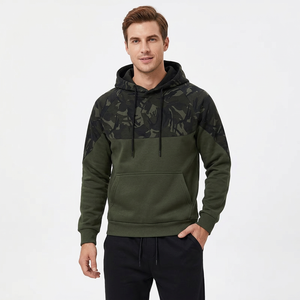 Sweat-shirt à capuche pour homme, imprimé camouflage, décontracté, manches longues, en polaire, vert automne, imprimé en sérigraphie, polyester/coton - Product Image 3