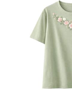 Camiseta con estampado floral para mujer, color verde salvia, de algodón suave, cuello redondo, informal, de manga corta, top de verano, ligera, cómoda y a la moda - Product Image 4