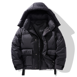 Veste d'hiver matelassée sur mesure pour homme, avec capuche, chaude, pour l'extérieur, manteau d'hiver noir en duvet, vente en gros du fabricant - Product Image 1