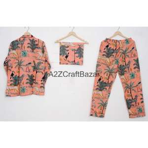 Ensemble de pyjamas pour femmes en coton 100% luxueux, romantique, doux, toutes saisons, col en V, manches longues, imprimé floral, vêtements de fête confortables - Product Image 4