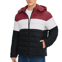 Veste matelassée à capuche pour homme, en toile, isolée, avec logo sur le devant, coupe ajustée, décontractée, pour l'hiver