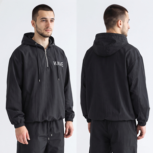 Wholesale <b>Men</b> Pullover Windbreaker Hoodie 100% Nylon <b>Lightweight</b> Quater Zipper Hoodie <b>Waterproof</b> Rain <b>Jacket</b> <b>Men</b> Hiking <b>Jacket</b> - Product Image 4