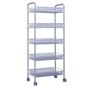 Silver Five-Layer Storage Cart with Honeycomb Mesh Style Removable Features - Product Image 4