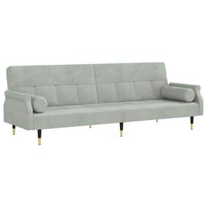 Canapé-lit pour adultes en velours gris clair, 100% polyester avec structure en contreplaqué et en métal - Product Image 2