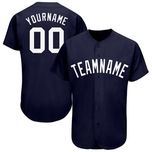 Maillot de baseball personnalisé bleu marine unisexe sans manches, avec nom d'équipe imprimé, respirant, en polyester, uniforme à boutons sur le devant, grandes tailles - Product Image 3