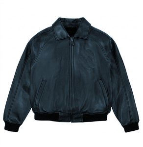 Men's Pu <b>Leather</b> Bomber <b>Jacket</b> Turn-down Collar Zipper Closure Solid Color Casual Autumn Wear - Product Image 4