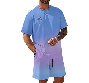 Ensembles de vêtements pour hommes de luxe, ensembles de 2 pièces, t-shirts à motifs tropicaux et shorts, tenues de vacances à la plage - Product Image 5