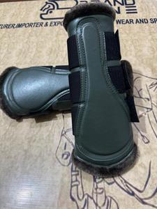 BRAND ZONE Equine Boots Patent Leather Horse Tendon Brushing Boots Splint Boots with 8MM Neoprean and Faux Fur <b>Equestrian</b> horse - Product Image 4