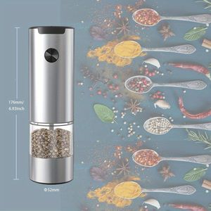 Macinapepe elettrico a LED bianco, 1 pezzo, funzionamento automatico con una sola mano, base di ricarica doppia e regolazione della macinatura - Product Image 3