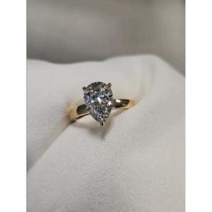2 Carat Pear Moissanite Engagement <b>Ring</b> 925 Silver Halo <b>Ring</b> with Real Diamond Accents Elegant Bridal Statement <b>Fine</b> Jewelry - Product Image 1