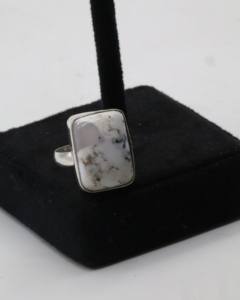 Bague ajustable en agate naturelle pour femme – Bague en argent allemand faite à la main avec pierre d'agate, bijoux bohèmes en pierres précieuses - Product Image 1