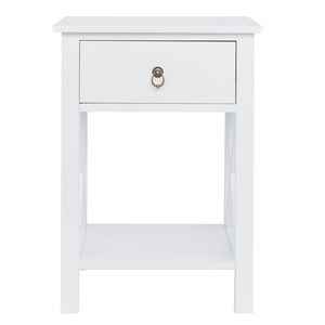 Comodino Moderno Bianco con 1 Cassetto e Ripiano Portaoggetti, Mobiletto Intelligente da Camera da Letto Assemblato - Product Image 1