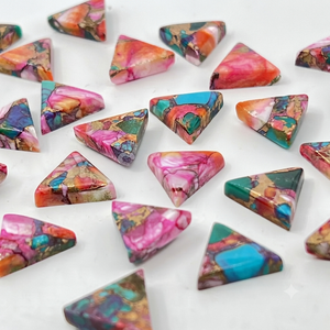 Cabochon triangulaire en dahlia violet épineux et turquoise cuivrée, pierre précieuse en vrac pour la fabrication de bijoux - Product Image 3