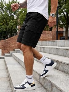 Men's Casual <b>Stretch</b> <b>Cargo</b> Shorts Elastic Waist Drawstring Multi Pocket Summer Work Shorts Manufactured in Bangladesh - Product Image 5
